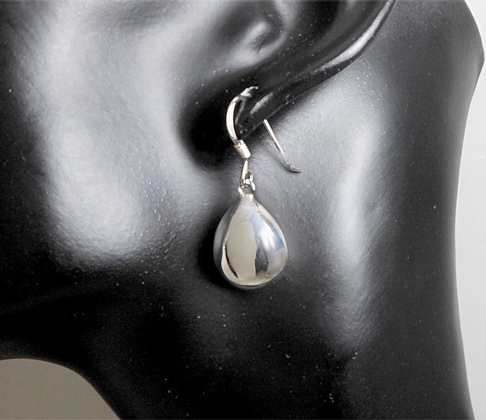 Handmade 925 Sterling Silver Puffy Teardrop Leverback Earrings – Minimalist Polished Drop Jewelry - Image 5