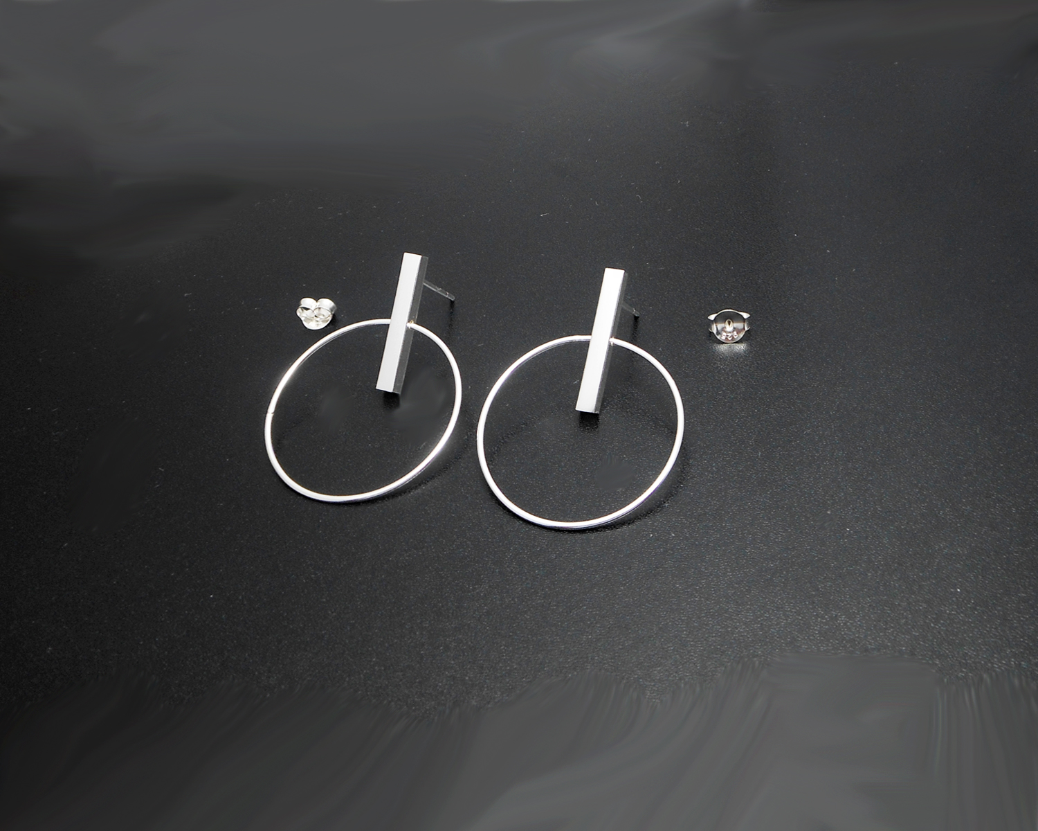 Handmade 925 Sterling Silver Circle Dangle Stud Earrings – Modern Geometric Hoop Drop Jewelry - Image 5