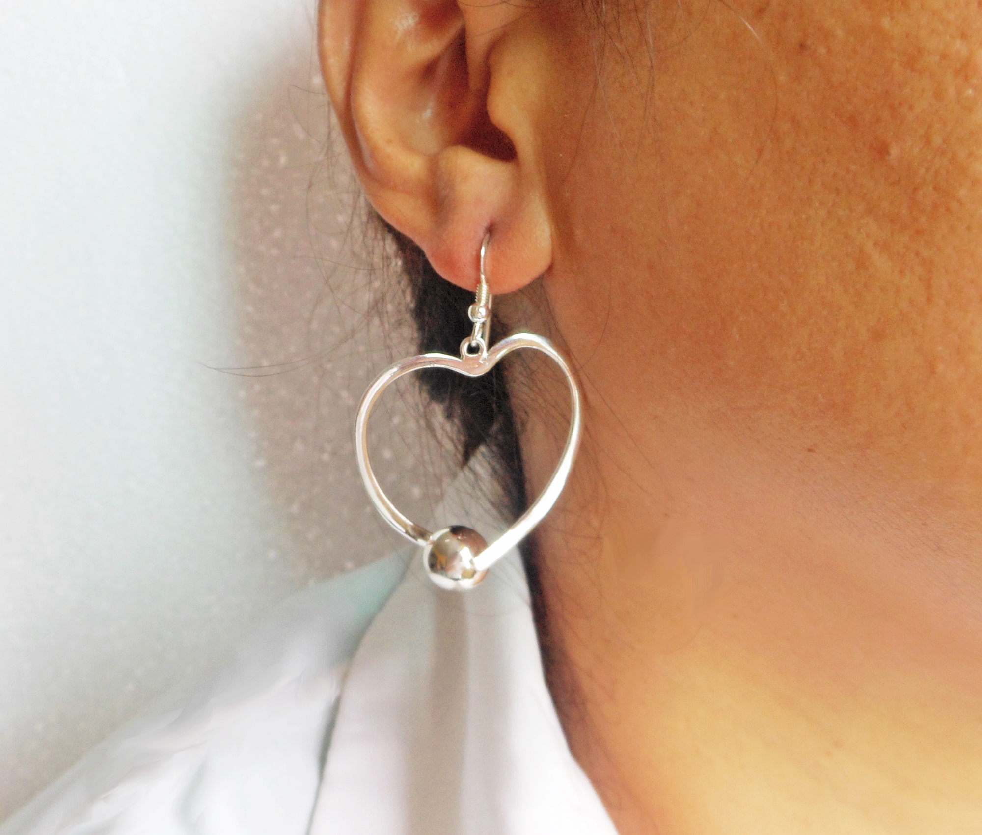 925 Sterling Silver Open Heart Bead Drop Earrings – Romantic Valentine's Gift - Image 5