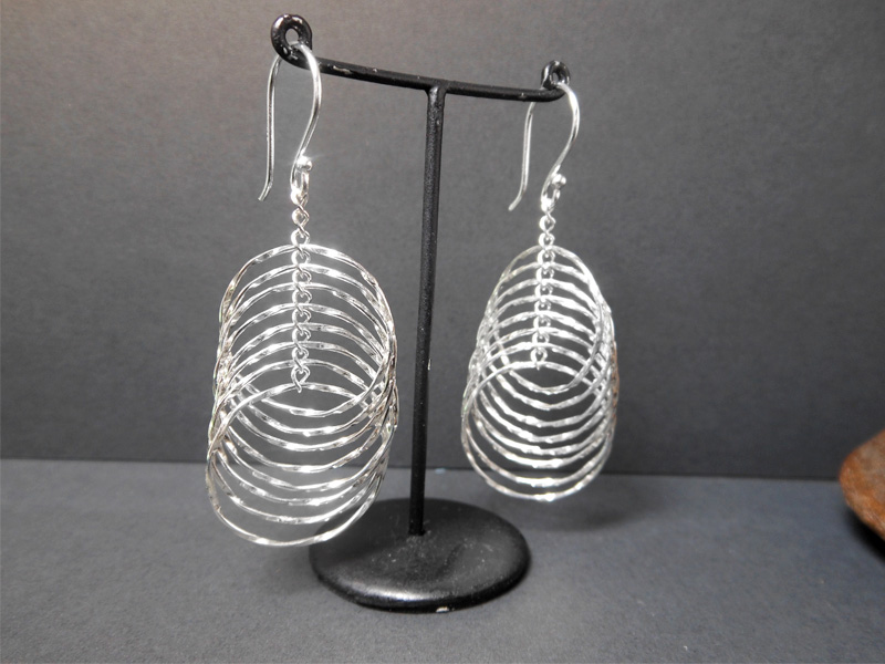 Handmade 925 Sterling Silver Multi Diamond-Cut Layered Hoop Earrings – Sparkling Statement Dangles - Image 5