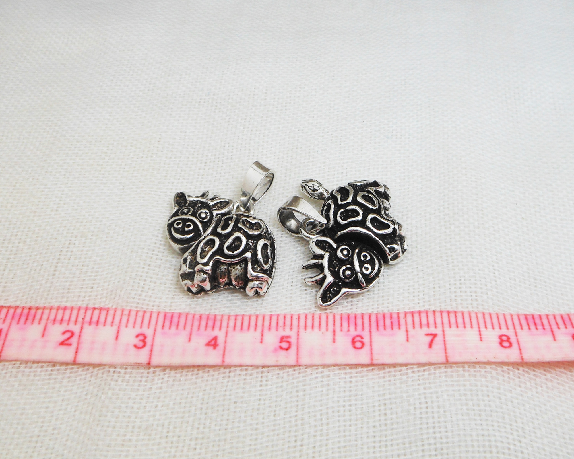 Handmade 925 Sterling Silver Moving Cow Pendant - Unisex Textured Animal Jewelry - Image 3