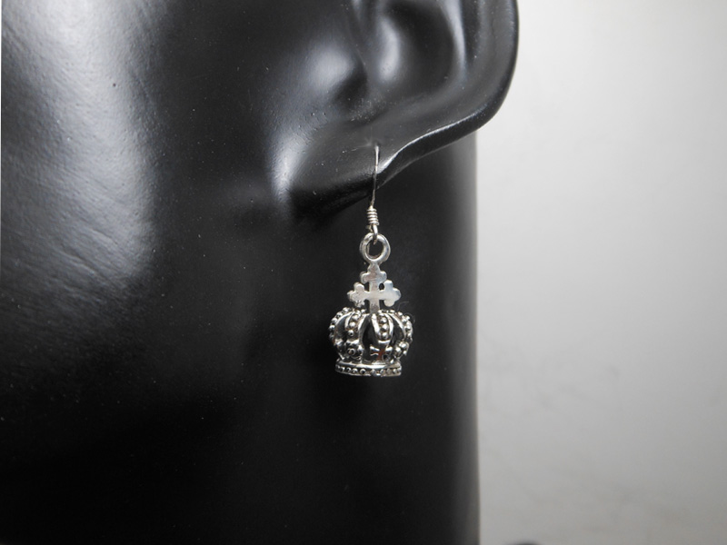 Handmade 925 Sterling Silver Small Textured Royal Crown Dangle Earrings – Vintage Regal Jewelry - Image 5