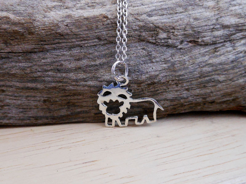 Handmade 925 Sterling Silver Cutout Lion Pendant Necklace - Safari Jewelry Gifts - Image 6