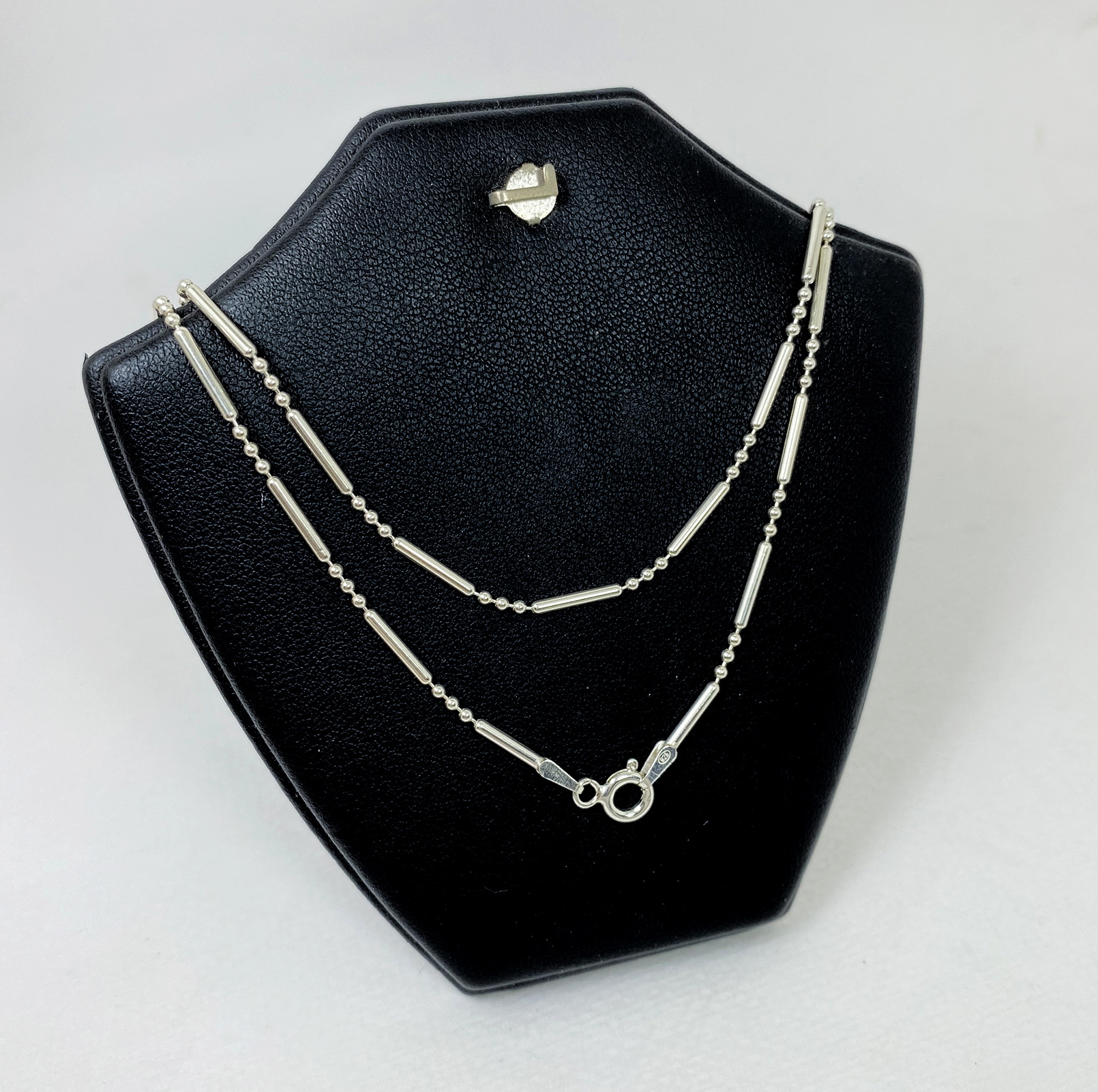 Handmade 925 Sterling Silver Bar and Bead Chain Necklace - Minimalist Dainty Jewelry - Image 6