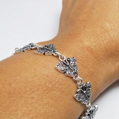 Handmade 925 Sterling Silver Butterfly Link Bracelet – Artisan Insect Jewelry Gift