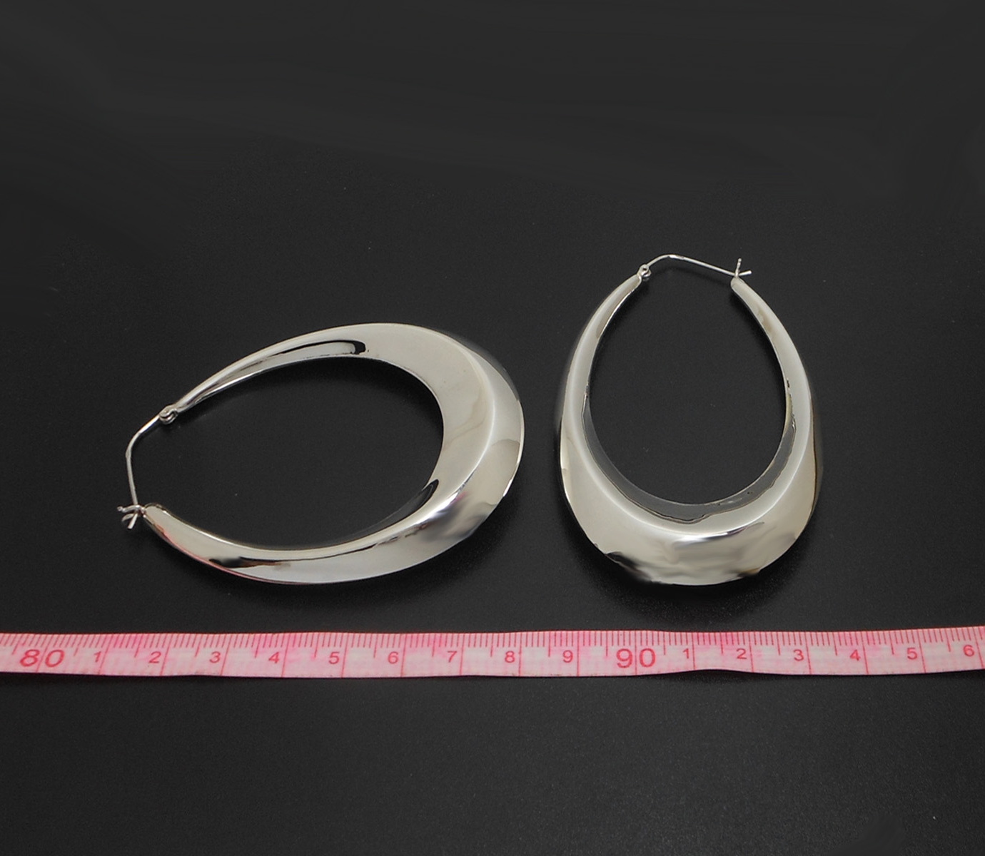 Handmade 925 Sterling Silver Tapered Oval Hoop Earrings – Chunky Sculptural Hoops - Image 13