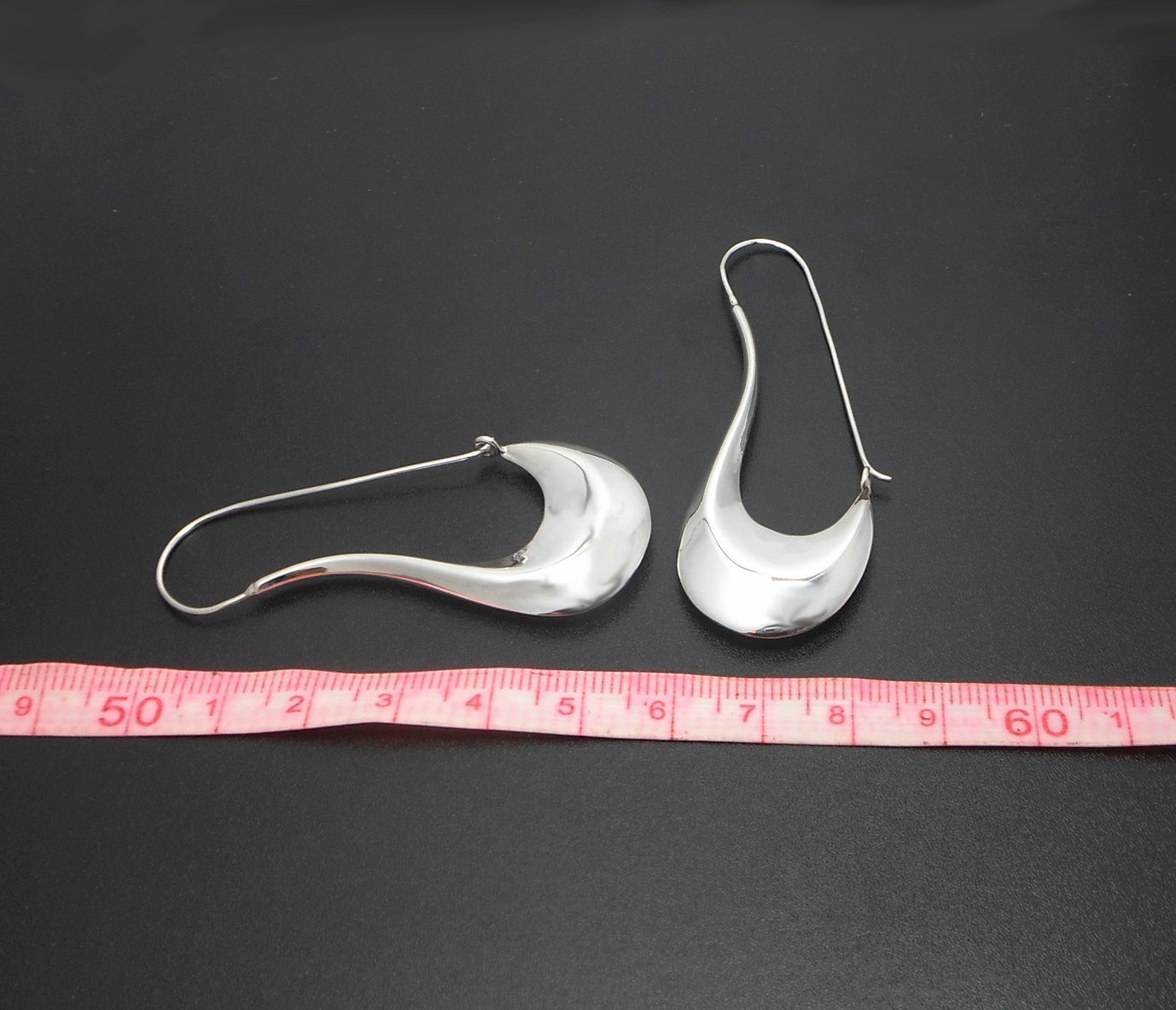 925 Sterling Silver Puffy Pipe Dangle Hoops –Handmade Sculptural Earrings - Image 6