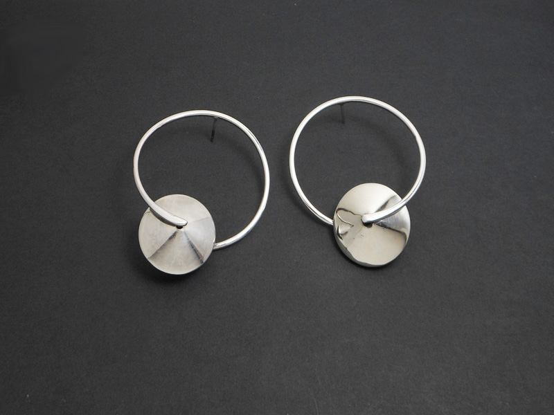 Handmade 925 Sterling Silver Spinning Saturn Drop Earrings – Large 53mm Statement Studs - Image 2
