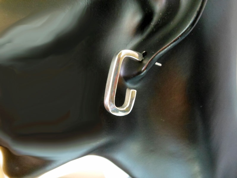 Handmade 925 Sterling Silver Puffy Rectangle Tube Hoop Stud Earrings | Sup Silver - Image 6