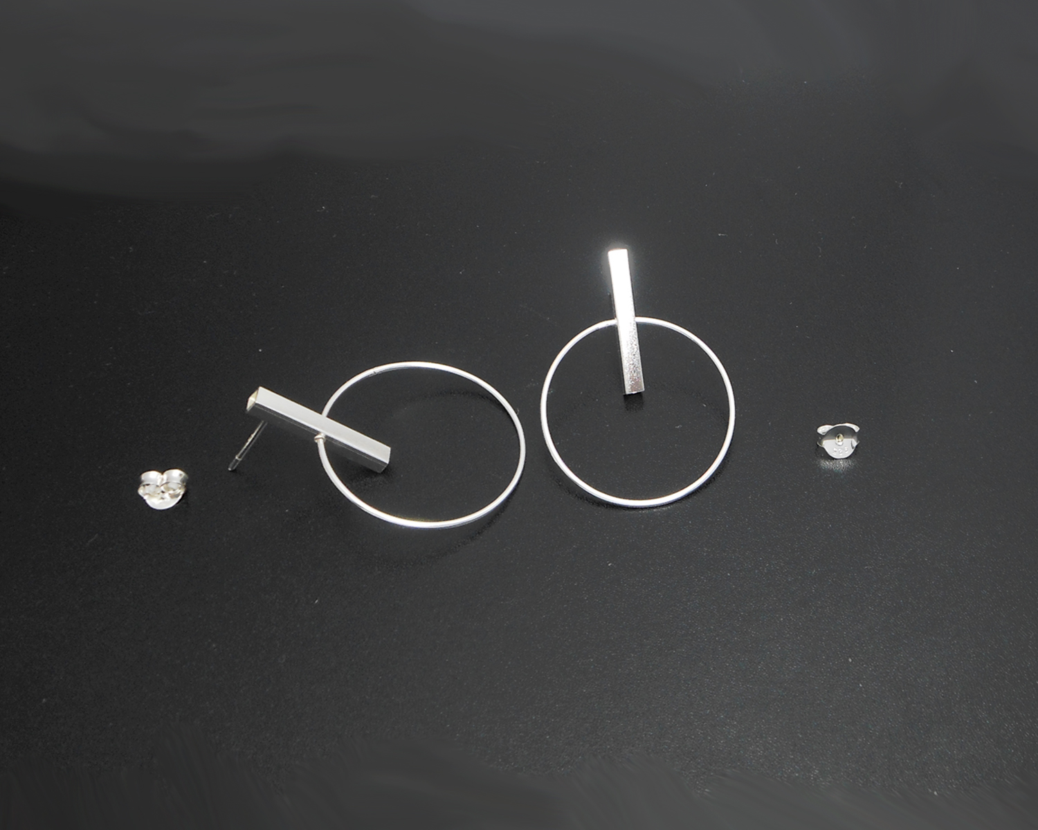 Handmade 925 Sterling Silver Circle Dangle Stud Earrings – Modern Geometric Hoop Drop Jewelry - Image 6