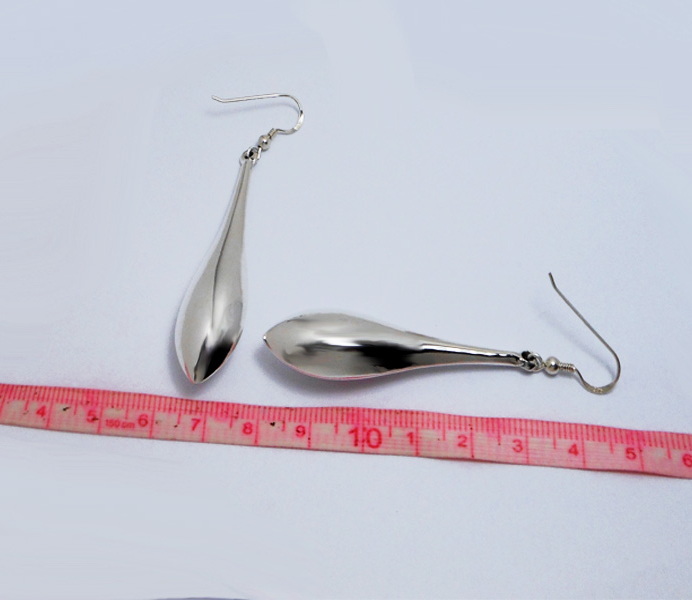 Handmade 925 Sterling Silver Elongated Teardrop Earrings – Sculptural Polished Statement Dangles - Image 6