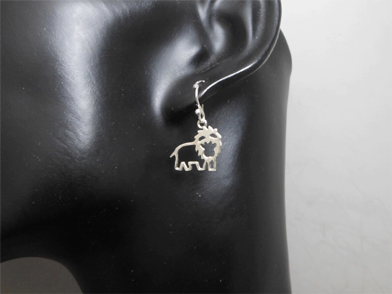 Handmade 925 Sterling Silver Smiling Cutout Lion Dangle Earrings – Playful Animal Jewelry - Image 6