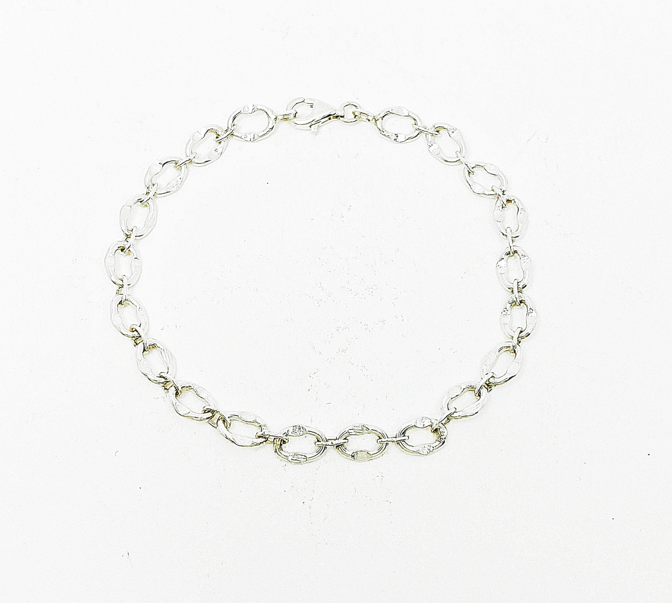A detailed close-up of a handcrafted 925 sterling silver square box braided chain bracelet, featuring a prominent circular pendant clasp, displayed on a white background.