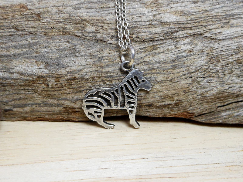 Handmade 925 Sterling Silver Zebra Pendant Necklace - Artisan Safari Jewelry - Image 7