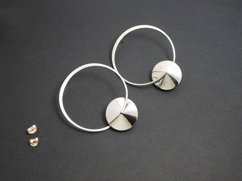 Handmade 925 Sterling Silver Spinning Saturn Drop Earrings – Large 53mm Statement Studs - Image 3