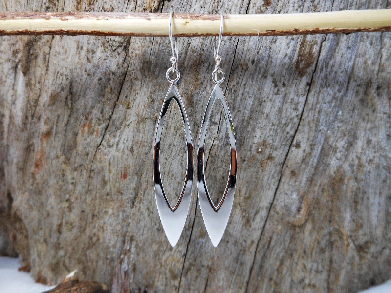 Handmade 925 Sterling Silver Open Leaf Drop Earrings – Long 55mm Dangle Earrings - Image 7