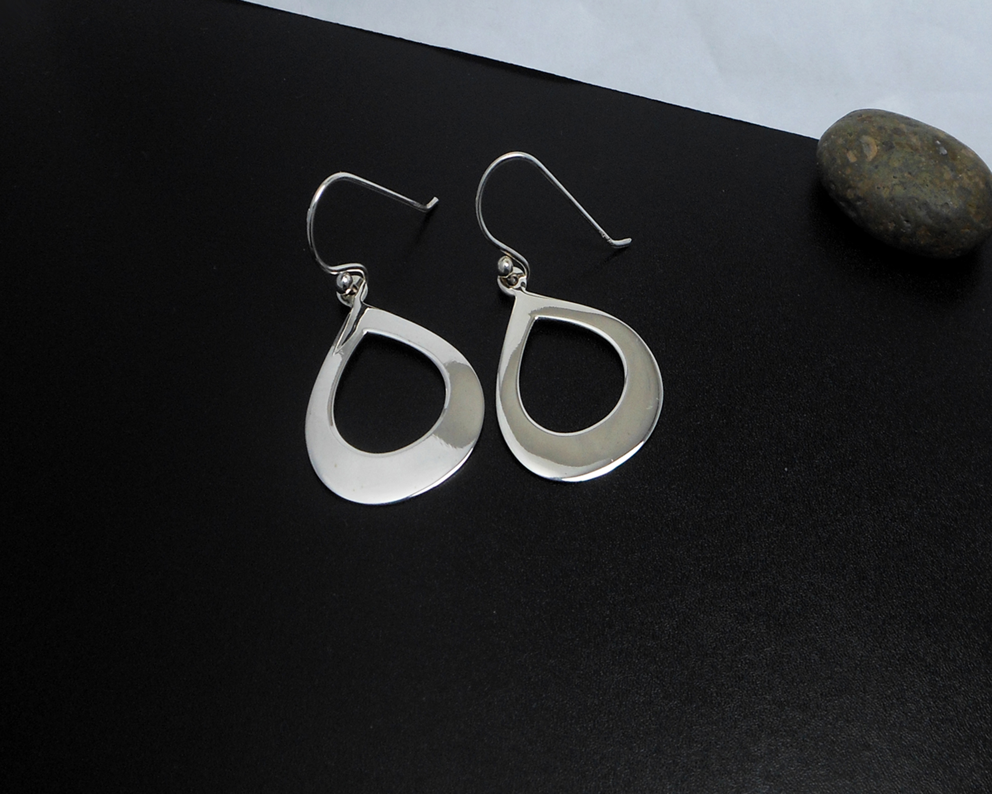 Handmade 925 Sterling Silver Elongated Oval Drop Earrings – Minimalist Dangle Earrings - Image 7