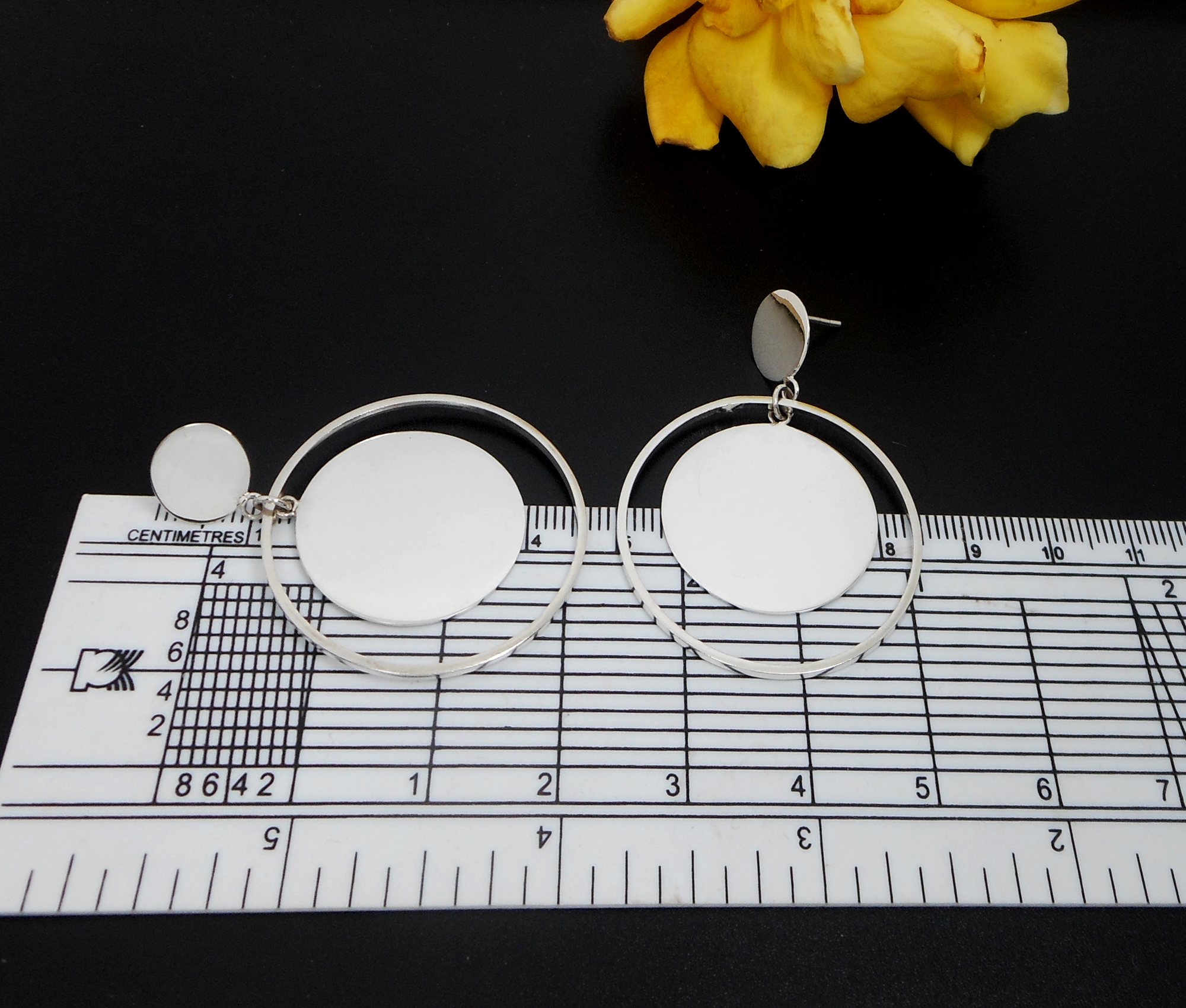 Handmade 925 Sterling Silver Spinning Circle & Disc Drop Earrings – Contemporary Geometric Jewelry - Image 7