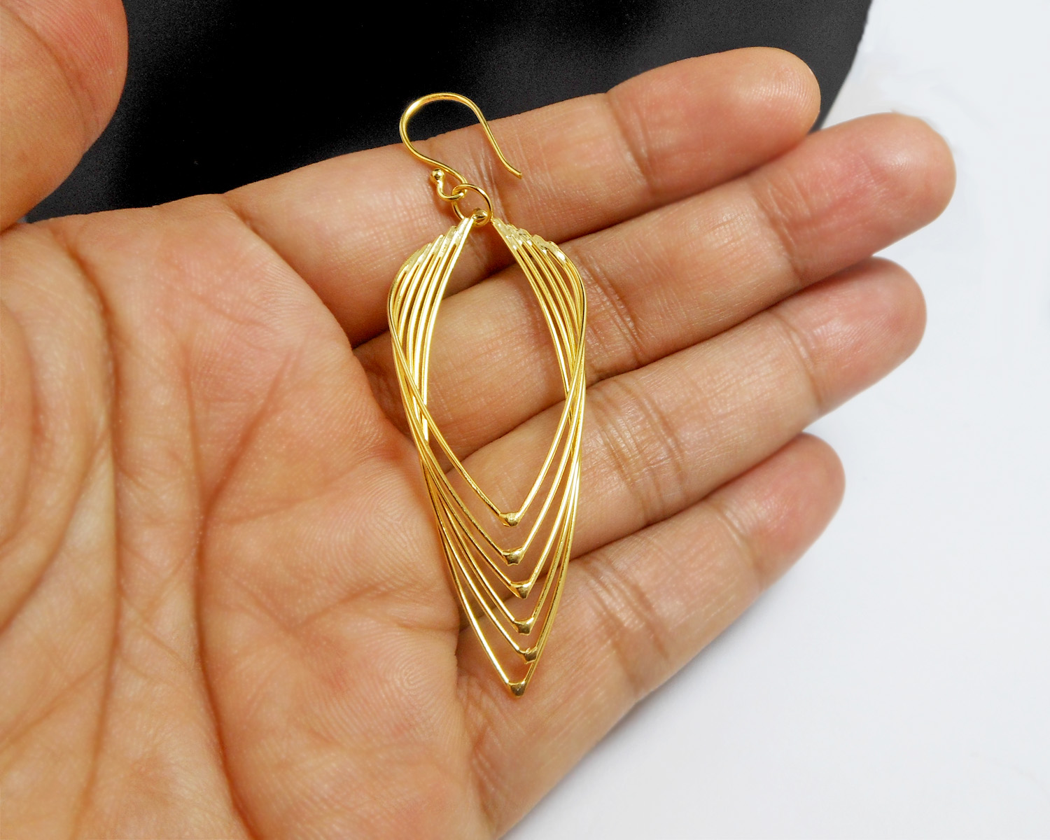 Handmade 925 Sterling Silver Multi-Layered Leaf Drop Earrings – Contemporary Geometric Jewelry - Image 7