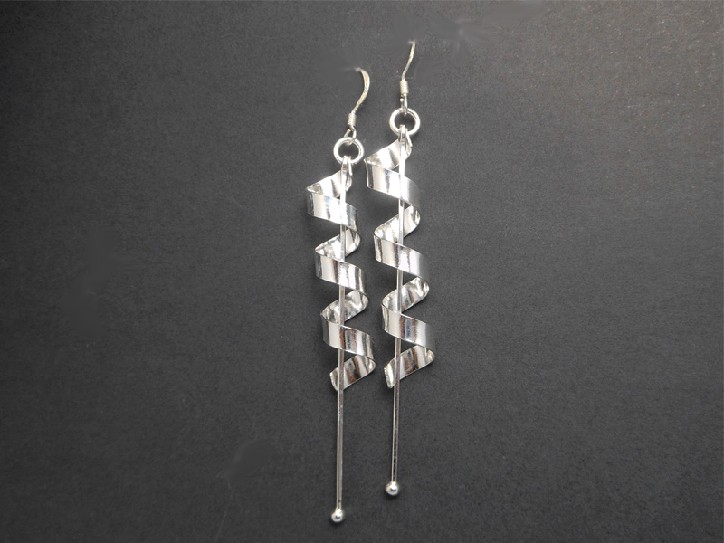 Handmade 925 Sterling Silver Spiral Coil Drop Earrings – Modern Dangling Rod Jewelry - Image 5