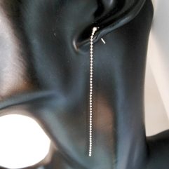Handmade 925 Sterling Silver Bead Chain Drop Earrings – Minimalist Dangle Jewelry