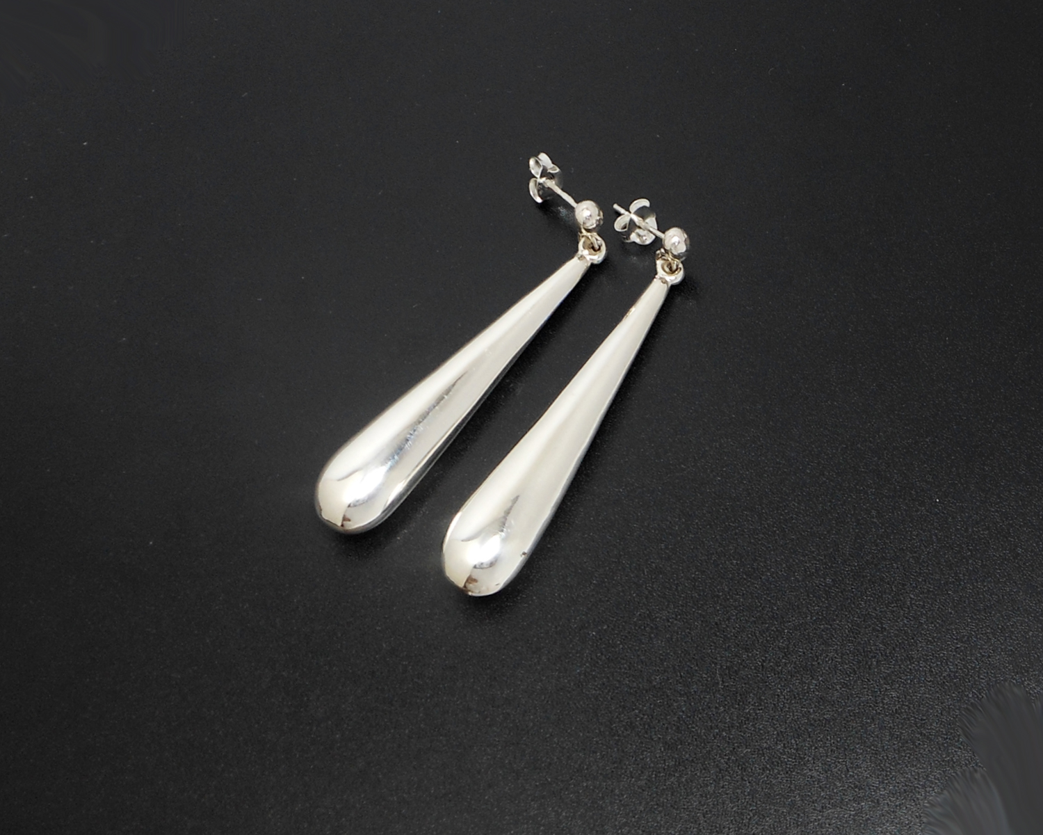 Handmade 925 Sterling Silver Puffy Long Teardrop Stud Dangle Earrings – Minimalist Drop Jewelry - Image 7