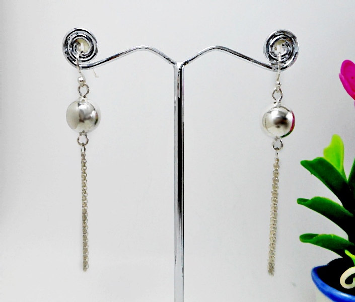 Handmade 925 Sterling Silver Polished Bead & Chain Tassel Drop Earrings – Statement Dangle Jewelry - Image 7