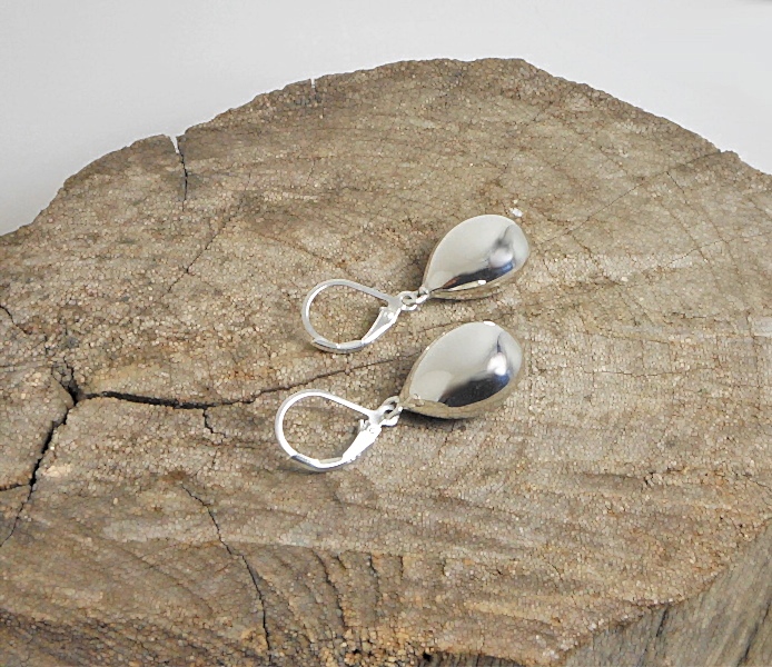 Handmade 925 Sterling Silver Puffy Teardrop Leverback Earrings – Minimalist Polished Drop Jewelry - Image 7