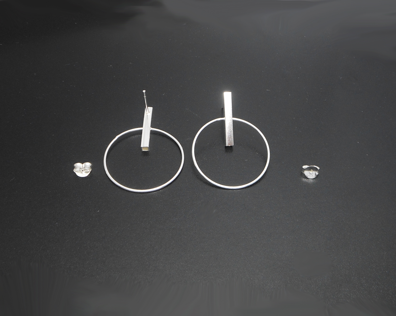 Handmade 925 Sterling Silver Circle Dangle Stud Earrings – Modern Geometric Hoop Drop Jewelry - Image 7