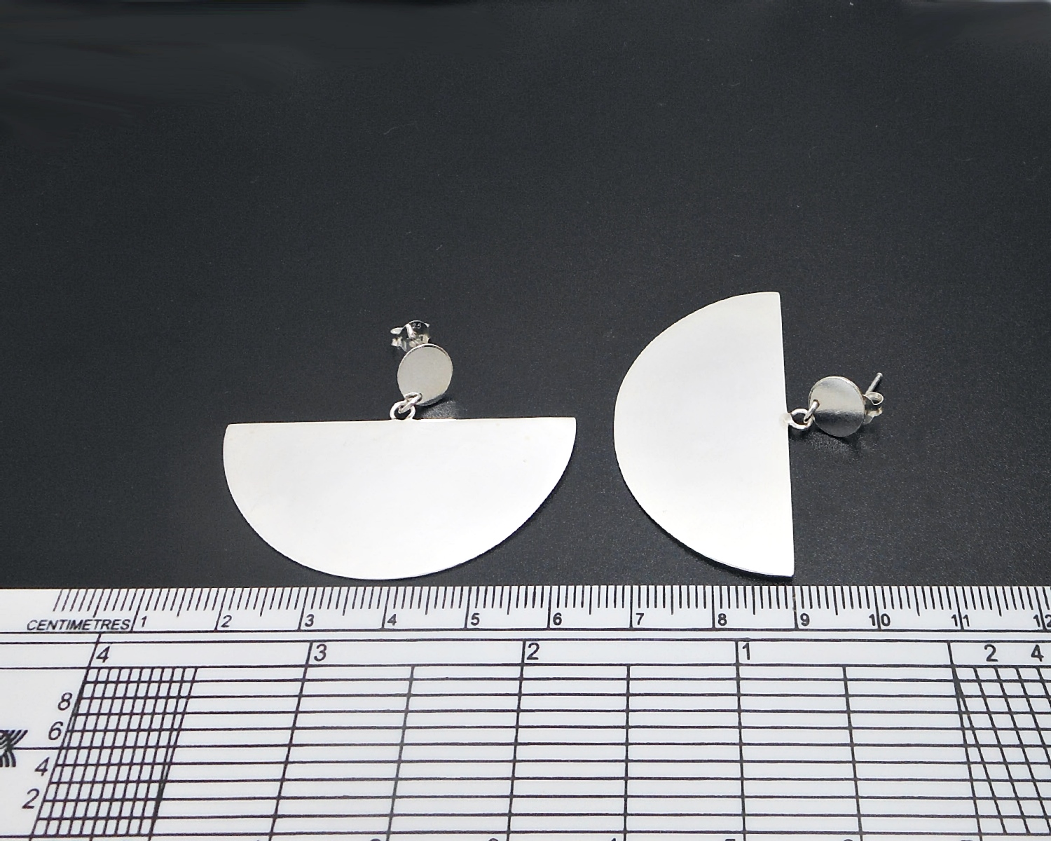 Handmade 925 Sterling Silver Half Circle Dangle Earrings – Modern Geometric Statement Jewelry - Image 7
