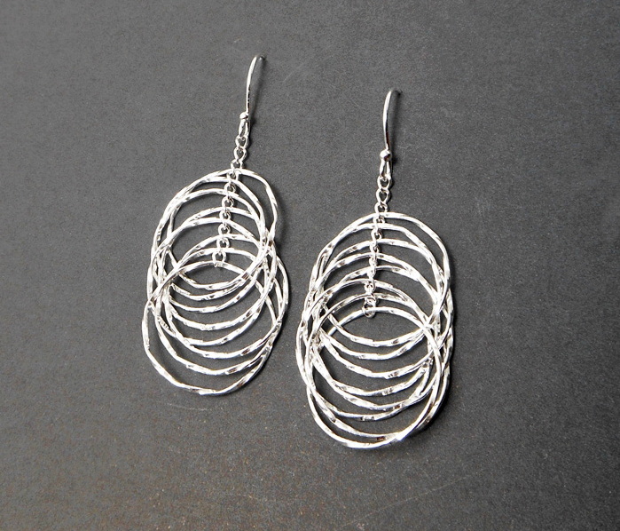 Handmade 925 Sterling Silver Multi Diamond-Cut Layered Hoop Earrings – Sparkling Statement Dangles - Image 7