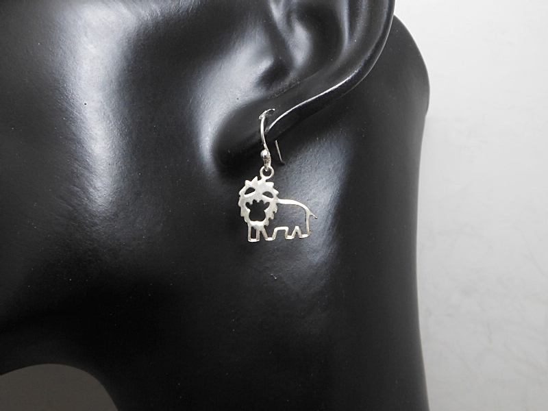 Handmade 925 Sterling Silver Smiling Cutout Lion Dangle Earrings – Playful Animal Jewelry - Image 7