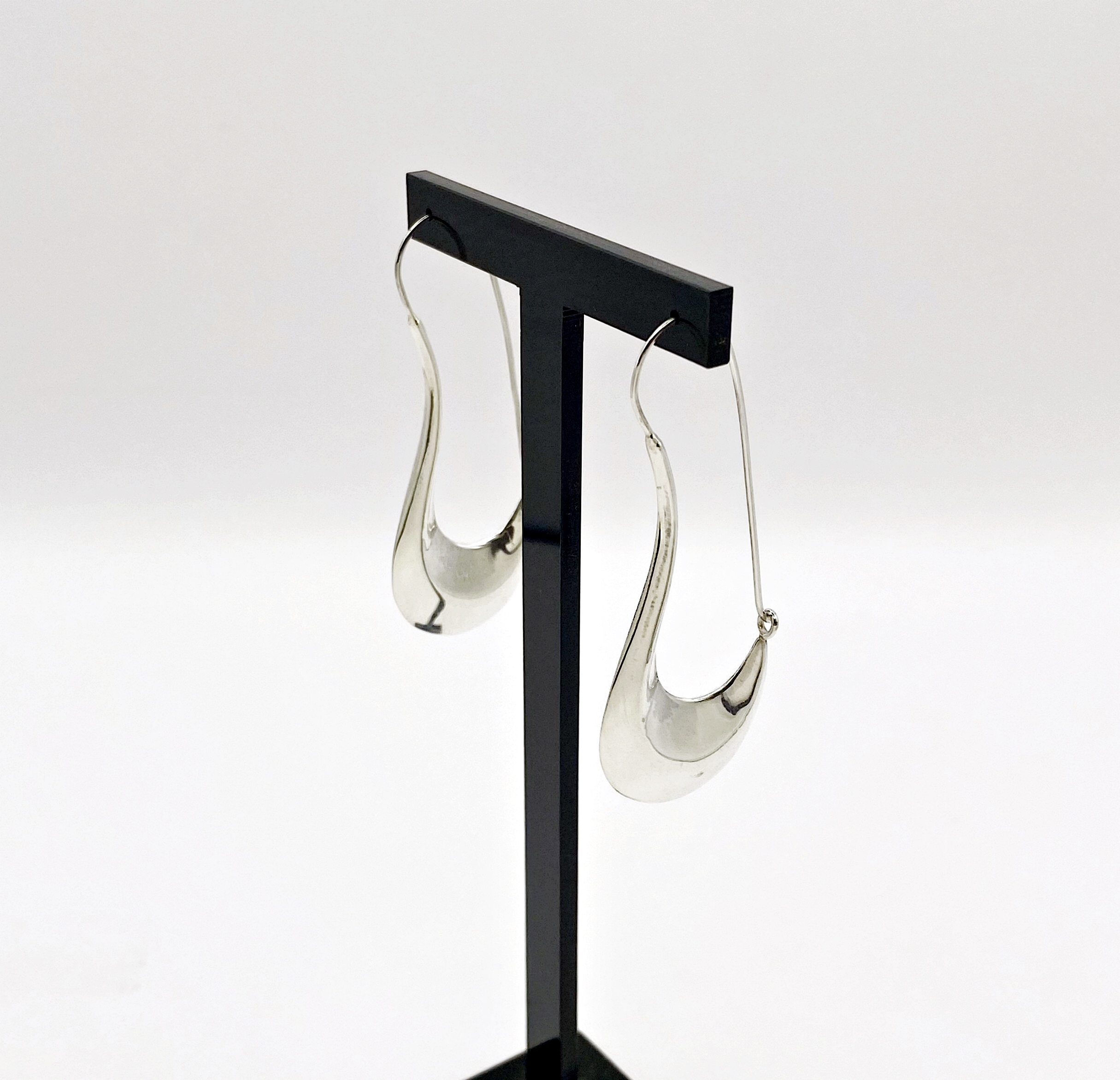 925 Sterling Silver Puffy Pipe Dangle Hoops –Handmade Sculptural Earrings - Image 18