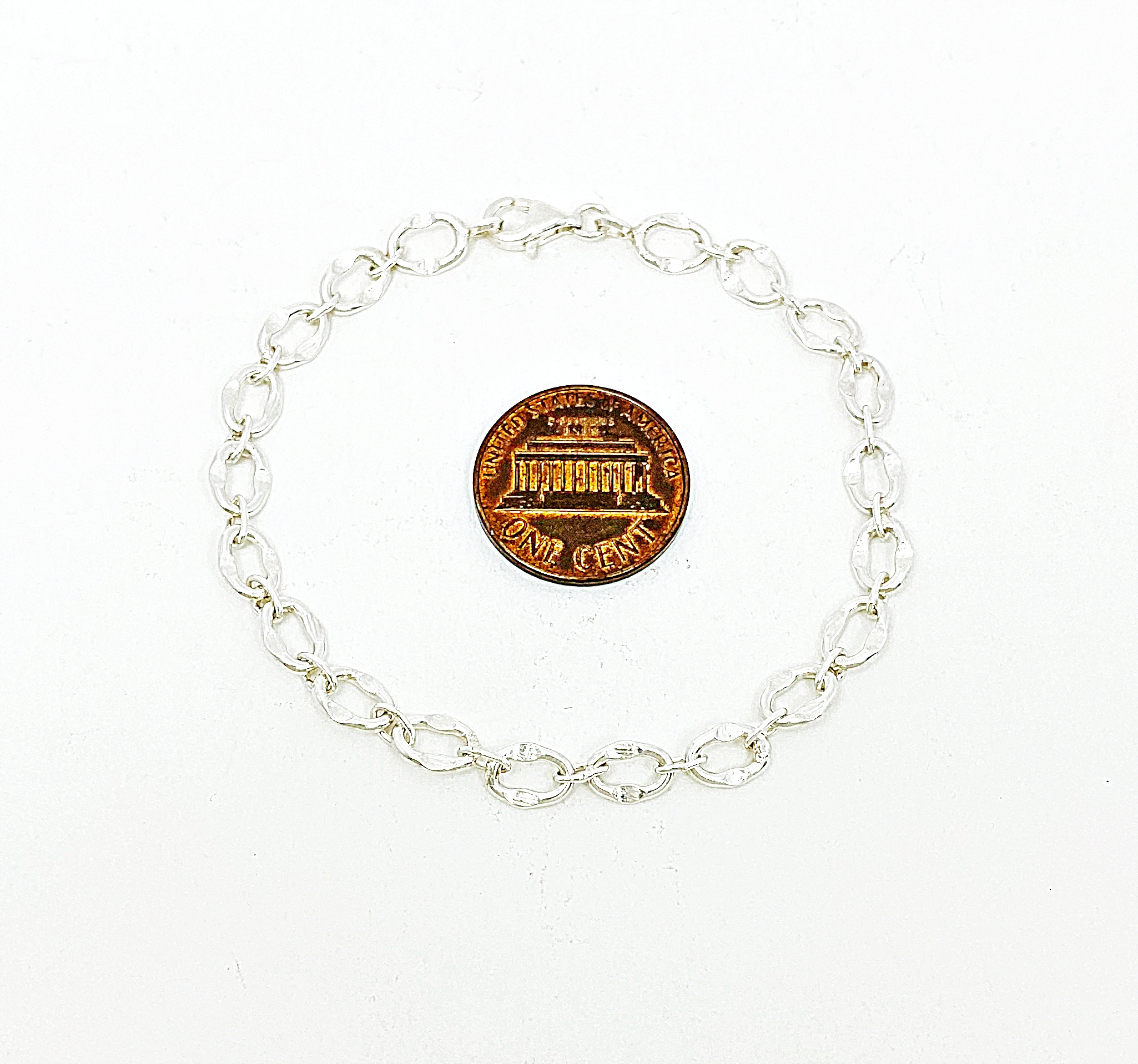 Handmade 925 Sterling Silver Oval Textured Cable Link Chain Bracelet – Artisan Women's Jewelry - Image 10