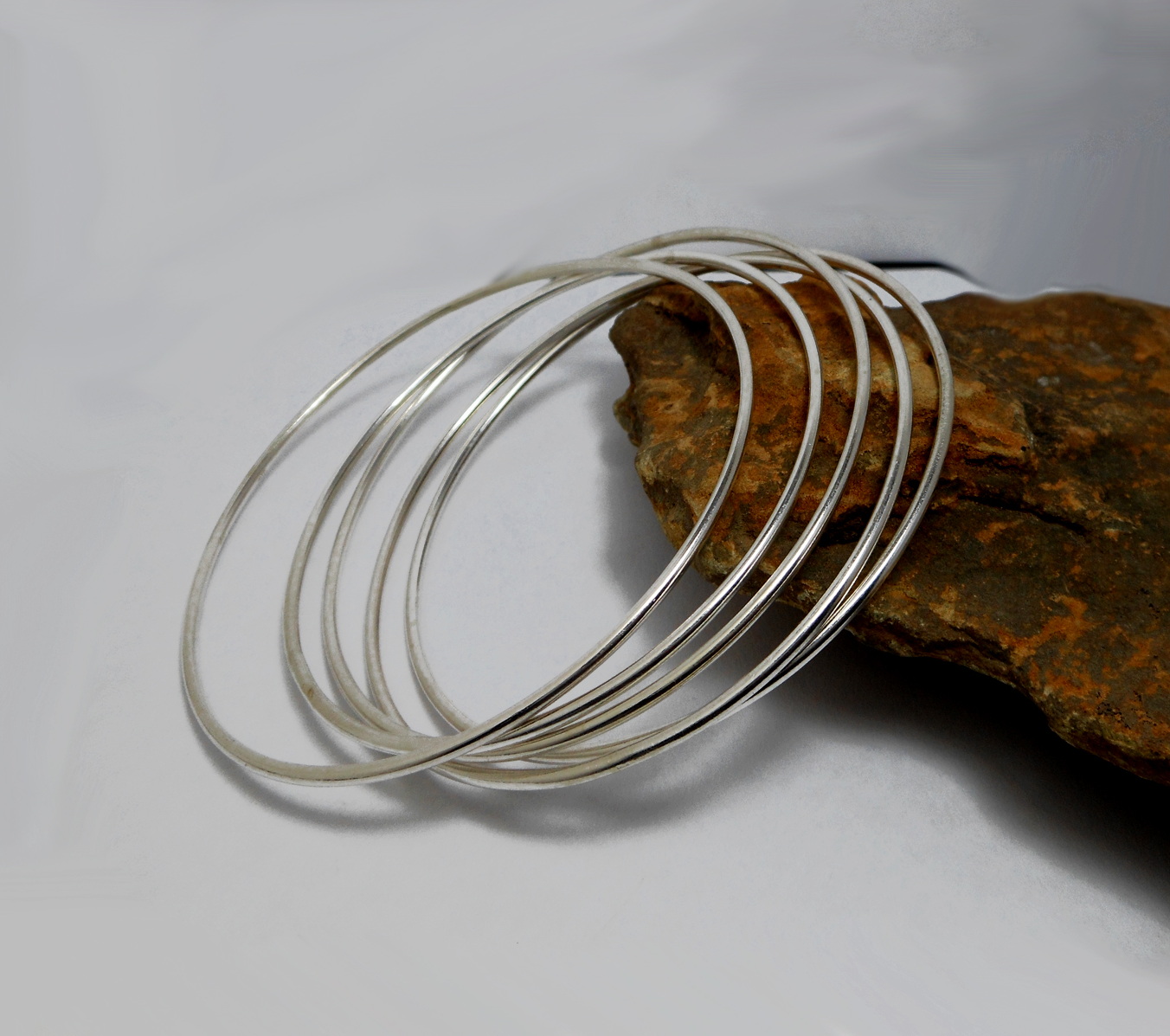 Handmade 925 Sterling Silver Minimalist Solid Round Bangle – Slim Stacking Bracelet - Image 3