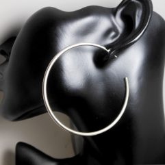 Handmade 925 Sterling Silver Large Open Circle Hoop Earrings - 2.5" Womens Hoops