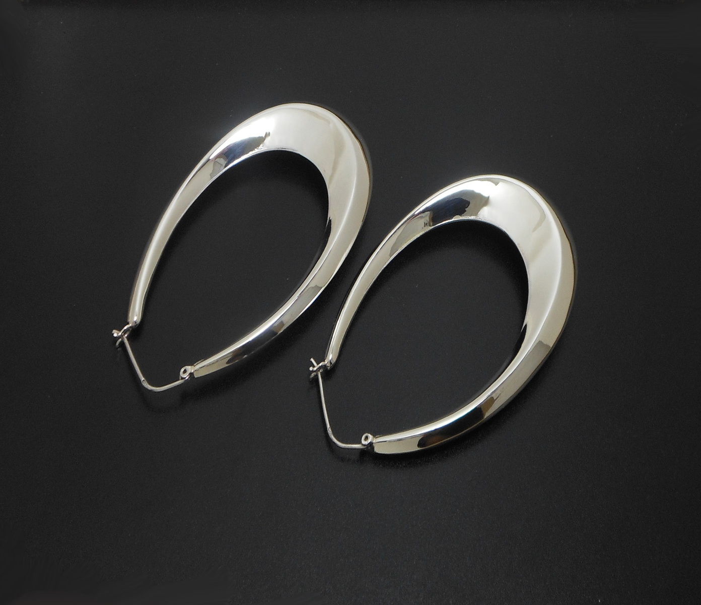 Handmade 925 Sterling Silver Tapered Oval Hoop Earrings – Chunky Sculptural Hoops - Image 15