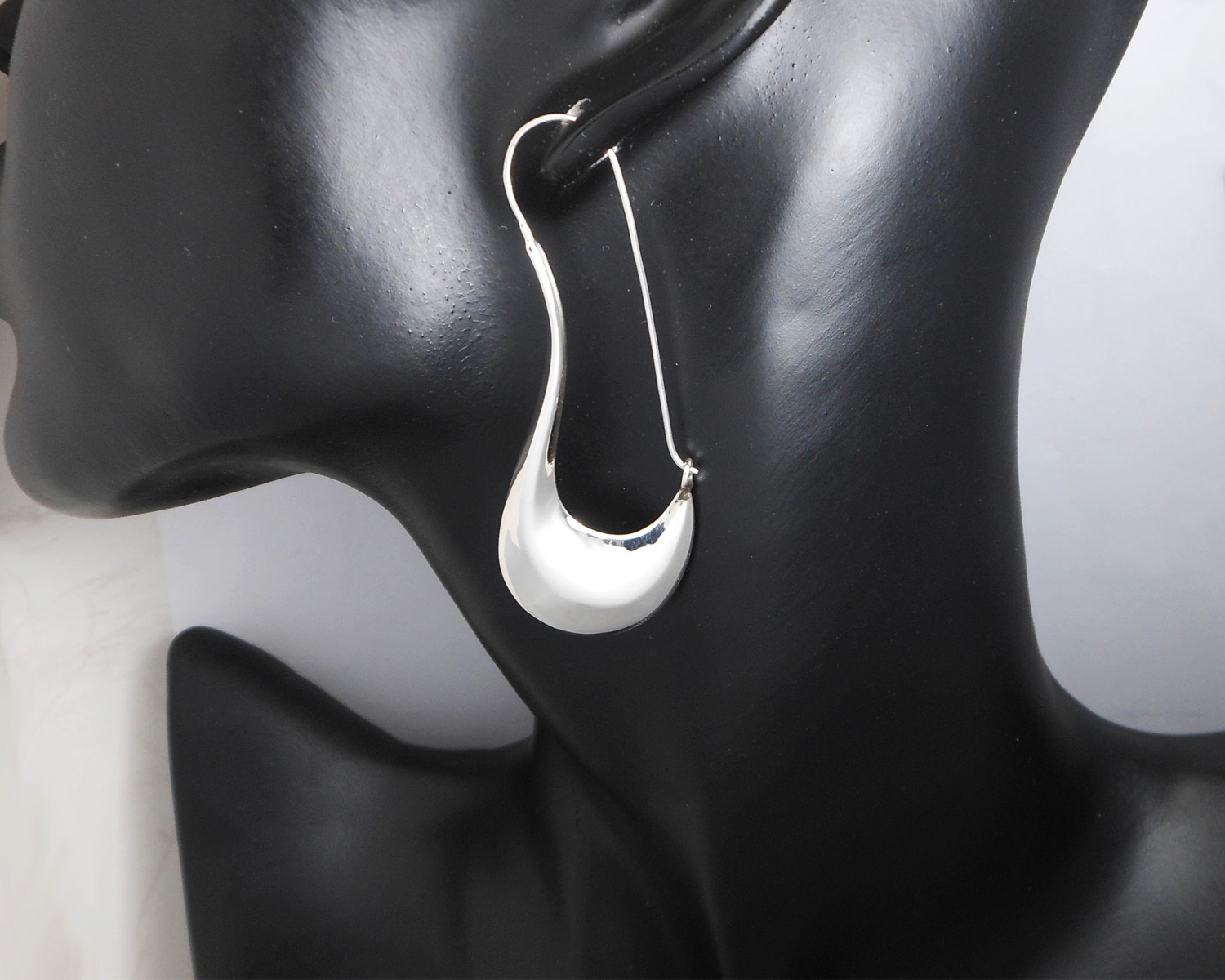 925 Sterling Silver Puffy Pipe Dangle Hoops –Handmade Sculptural Earrings - Image 8