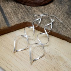 Handmade 925 Sterling Silver Spiral Dangle Earrings – Modern Twist Drop Jewelry