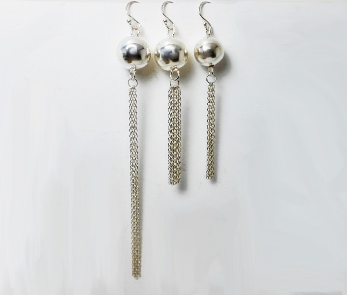 Handmade 925 Sterling Silver Polished Bead & Chain Tassel Drop Earrings – Statement Dangle Jewelry - Image 8