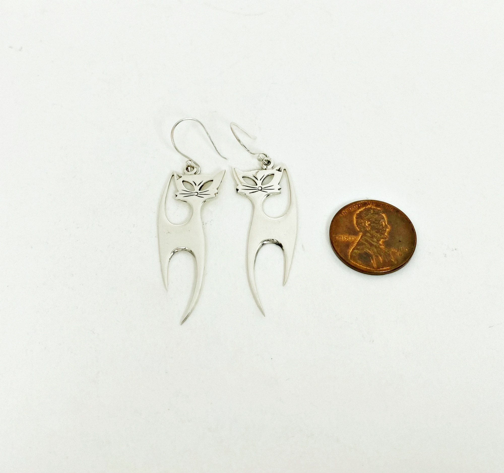 Handmade 925 Sterling Silver Long Cat Dangle Earrings – Cute Cat Lover Statement Jewelry - Image 8