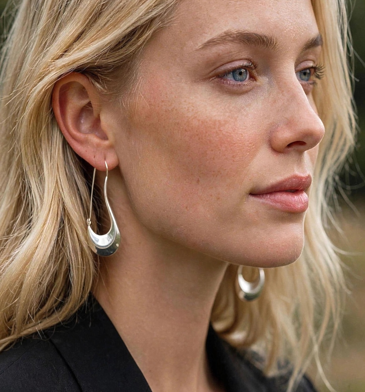 925 Sterling Silver Puffy Pipe Dangle Hoops –Handmade Sculptural Earrings - Image 12