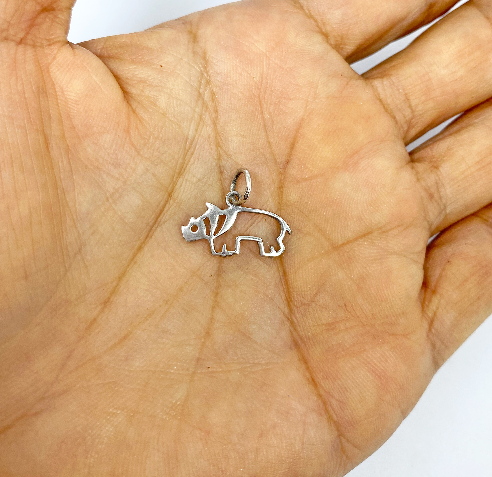 925 Sterling Silver Cut Out Rhino Pendant Necklace, Handmade Safari Jewelry Gifts - Image 9