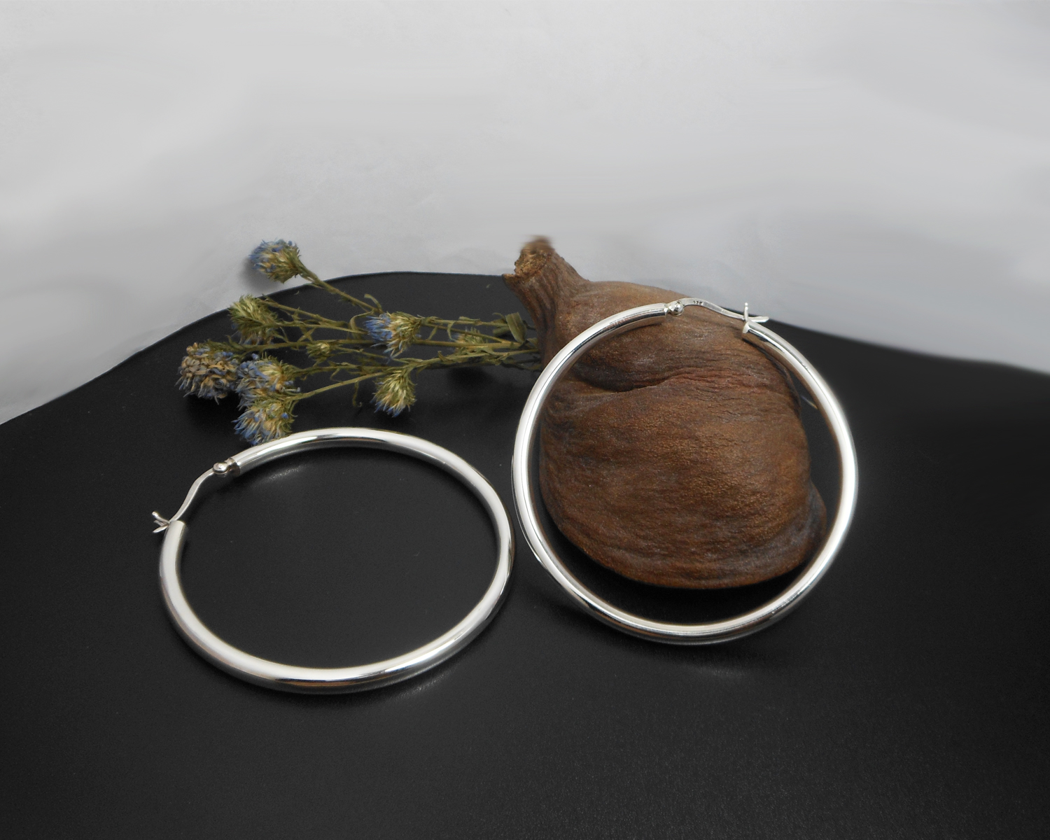 Handmade 925 Sterling Silver Large 60mm Round Hoop Earrings – Sculptural Wide Circle Hoops - Image 5