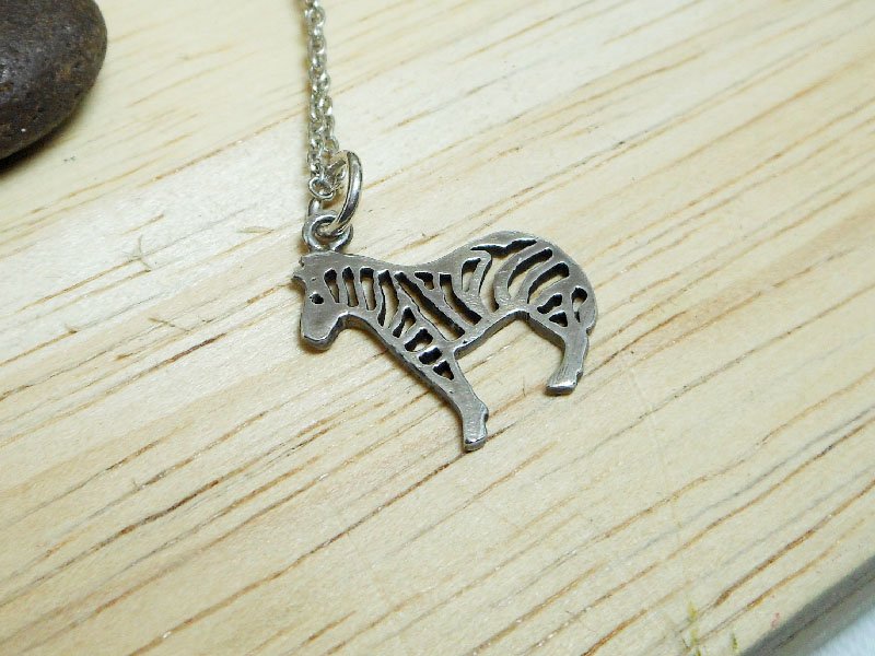 Handmade 925 Sterling Silver Zebra Pendant Necklace - Artisan Safari Jewelry - Image 9