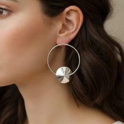 Handmade 925 Sterling Silver Spinning Saturn Drop Earrings – Large 53mm Statement Studs