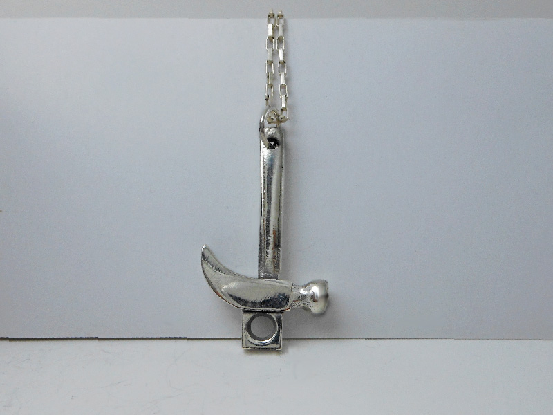 Handmade 925 Sterling Silver Hammer Pendant - Unisex 3D Tool Charm | Sup Silver - Image 9