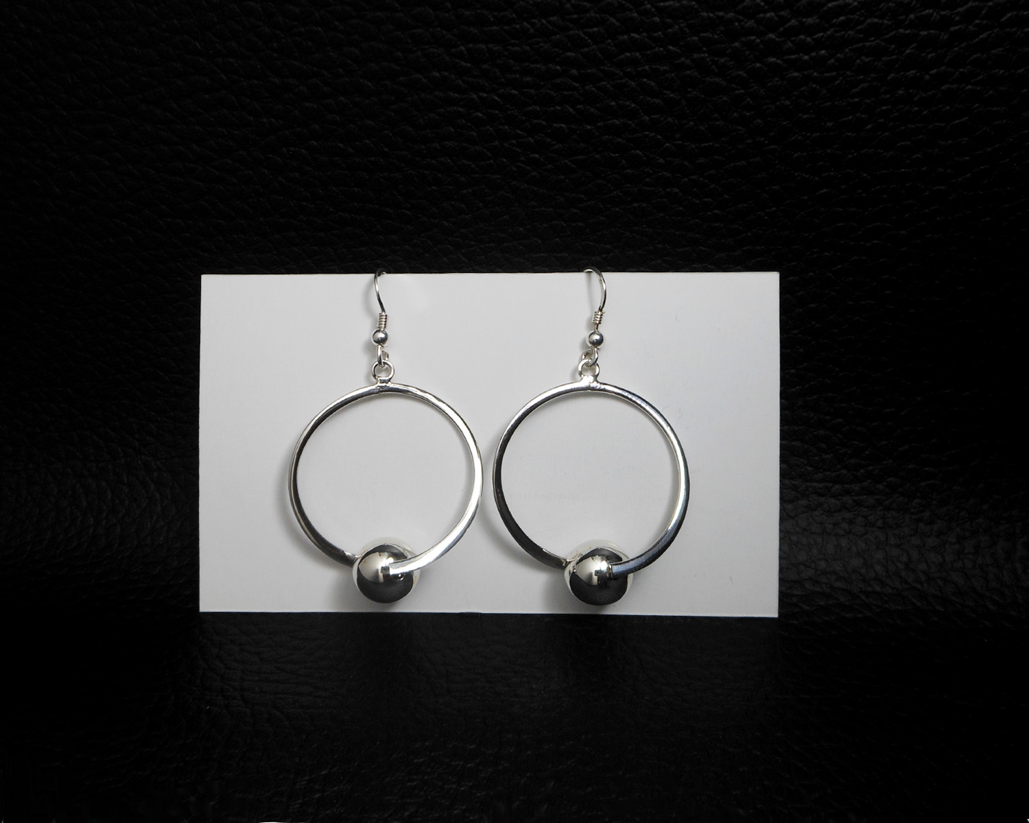 Handmade 925 Sterling Silver Circle & Bead Drop Earrings – Contemporary Geometric Jewelry - Image 9