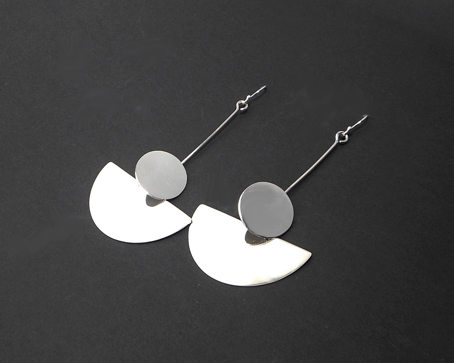 Handmade 925 Sterling Silver Circle & Semicircle Dangle Earrings – Modern Geometric Statement Jewelry - Image 8