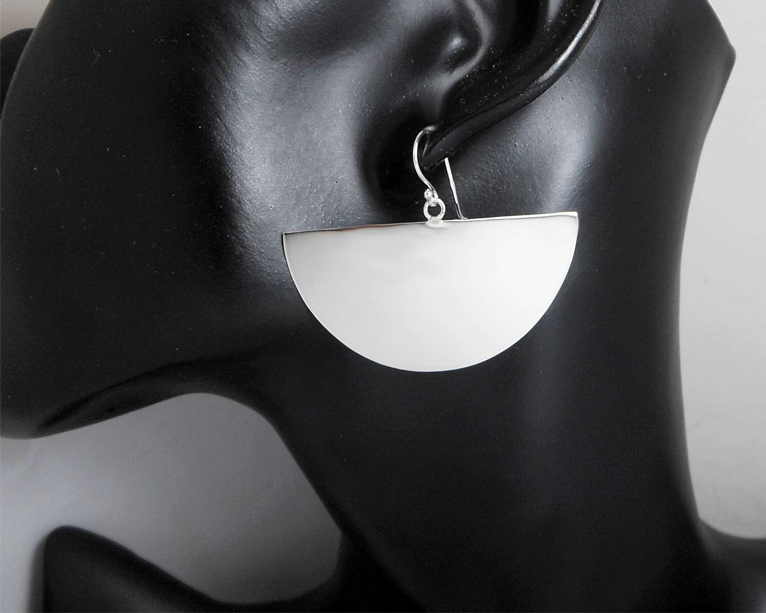 Handmade 925 Sterling Silver Half Circle Dangle Earrings – Modern Geometric Statement Jewelry - Image 9